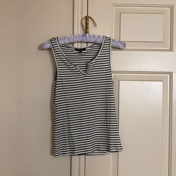 AMBIANCE WHITE AND BLACK STRIPED TANK TOP - Picture 1 of 3